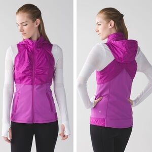 Lululemon Violet Purple Kanto Catch Me Athletic Vest With Zip In Hood & Pockets